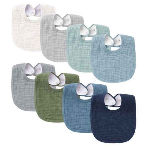 Konssy Muslin Baby Bibs 8 Pack Baby Bandana Drool Bibs Cotton for Unisex Boys and Girls, Soft Absorbent Set for Teething and Drooling