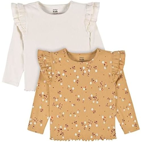 Gerber Baby Girls' Toddler 2-Pack Double Ruffle Long Sleeve Tops