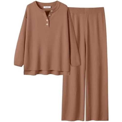 ANRABESS Women 2 Piece Outfits Oversized Loose Waffle Knit Sweater Set 2024 Fall Trendy Matching Lounge Sets Cozy Clothes