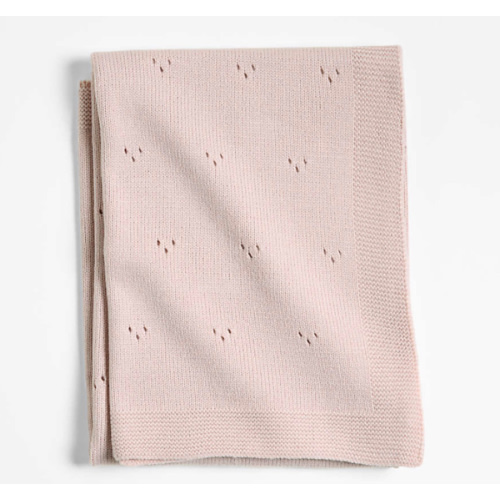 Pointelle Knit Mauve Rose Baby Stroller Blanket