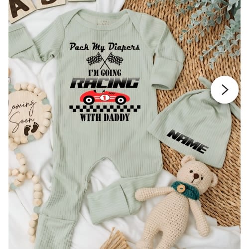 Pack My Diapers I'm Going Racing With Daddy Newborn set, Baby Shower gift, Baby Clothes, Father's Day Outfit, Baby bodysuit, Newborn Outfit