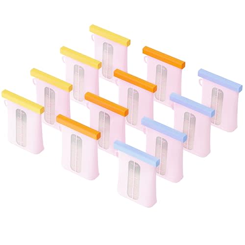 VIOTIIN 12 Pcs Silicone Breastmilk Storage Bags Reusable, 8oz/240ml Double Leak-Proof Breastmilk Freezer Bags, BPA Free Self-Standing Milk Bags for Breastfeeding, Baby Food Pouches