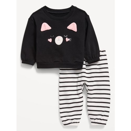 Crew-Neck Critter Sweatshirt and Jogger Pants Set for Baby