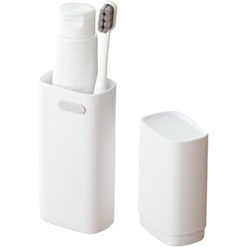 Compact Small White Travel Toothbrush Holder Case with Ventilation Hole, Portable Travel Toothbrush Cup with Cover, Storage Container for School Camping Business Trip Bathroom
