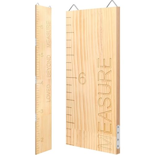 Growth Chart for Kids, Solid Wood Height Chart for Kids Toddler Baby playrooms and Bedrooms Wall Decor for up to 3 Children (1)
