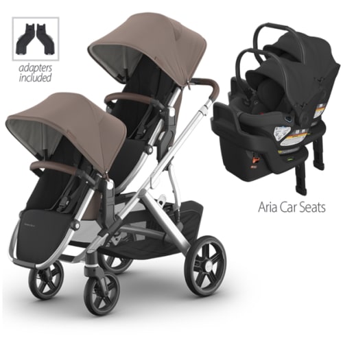 UPPAbaby Vista V3 Double Stroller for TWINS + 2 Aria or Mesa V2 Car Seats Travel System