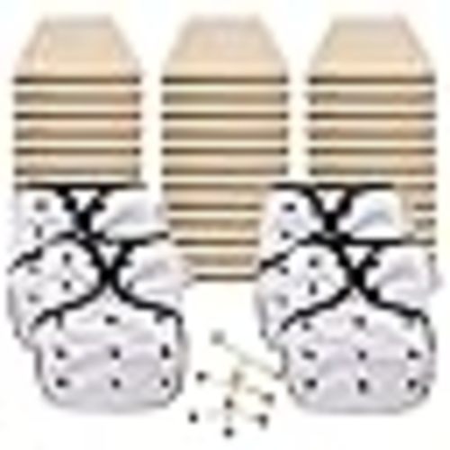 OsoCozy Economy Organic Flat Cloth Diaper Package - 36 Organic Cotton Birdseye Weave Flat Nappies, 3 Snappi Fasteners, 4 OneSize Diaper Covers (4 Polar White) : Baby