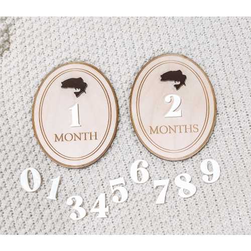 Fish Monthly Milestone Markers, Boy Monthly Photo Sign, Fishing Milestone Discs, Baby Shower Gift, Baby Photo Props, Bass monthly Photos