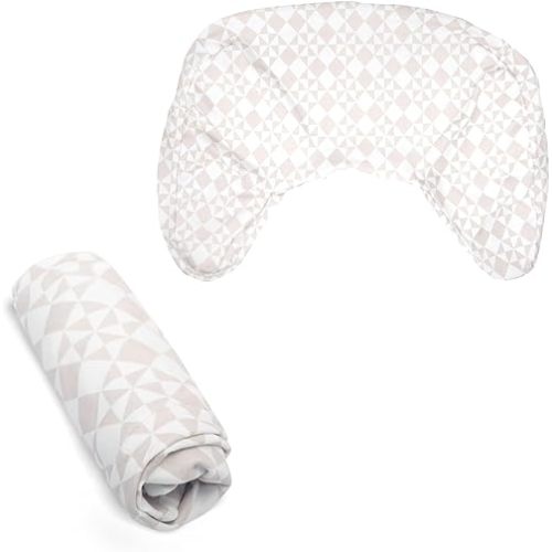 Boppy Nursing Pillow Cover, Beige Graph Checker, Single Cover, Easy-On Slipcover with Gentle 100% Organic Cotton Fabric for The Redesigned Nursing Pillow