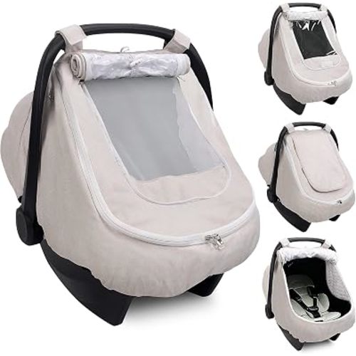 Waterproof Baby Car Seat Cover Canopy for All Weather - Beige