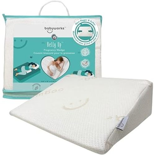 Baby Works - Pregnancy Wedge Pillow, Maternity Support for Belly, Back and Knees, Pregnancy Body Pillow - 31.7 x x 25.4 x 10.4 cm, Cream, 1 Count (Pack of 1)