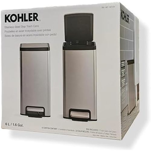 Kohler 2-Pack 6L Stainless Steel Step Trash Bin