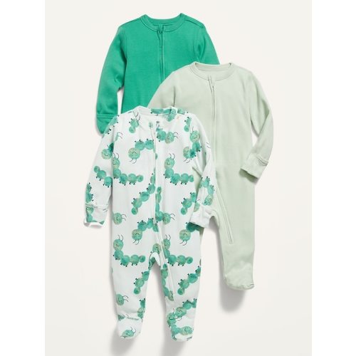 Unisex Sleep & Play One-Piece 3-Pack, 0-3 Months