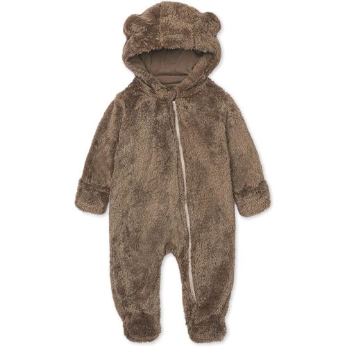 Baby Plush Long Sleeve Polar Fleece Jumpsuit With Bear Ears Baby Fleece Hooded Jumpsuit Infant Winter Outfit