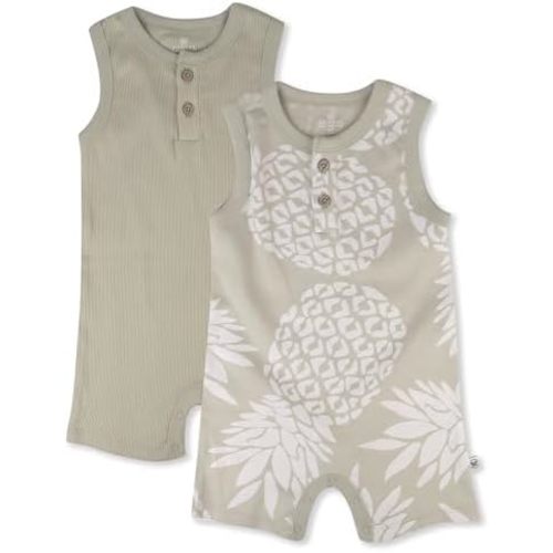 HonestBaby baby-boys Short Sleeve and Tank Romper 100% Organic Cotton for Infant Baby and Toddler Boys