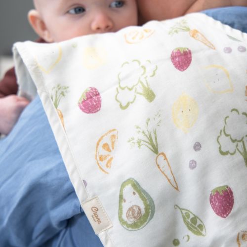 Clementine Fruits & Veggies Newborn Burp Cloths | Crane Baby