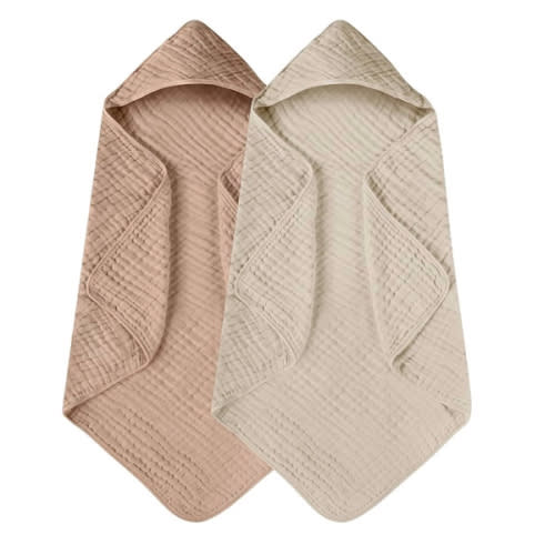 Yoofoss Hooded Baby Towels for Newborn 2 Pack 100% Muslin Cotton Baby Bath Towel with Hood for Babies, Infant, Toddler and Kids, Large 32x32Inch, Soft and Absorbent Newborn Essential