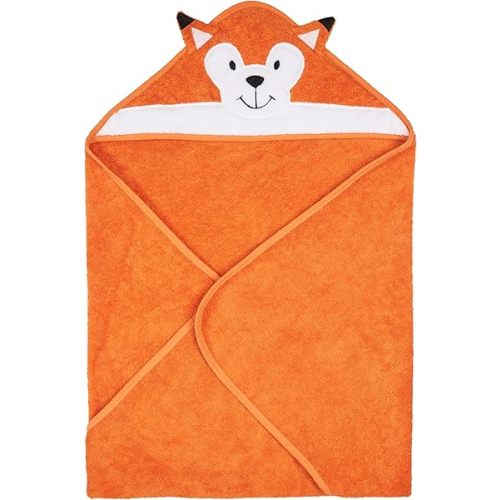 Riff Raff Sweet Fox Hooded Towel - Premium Cotton Baby Towel with Mitt Set - Ultra Soft Machine Washable Cartoon Hooded Baby Towels - Baby Towels with Hood for Newborn Baby, Infants, Toddlers