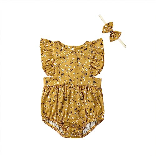 VISGOGO Kids Baby Girls Sister Matching Clothes Floral Romper Dress Headband Outfits Set
