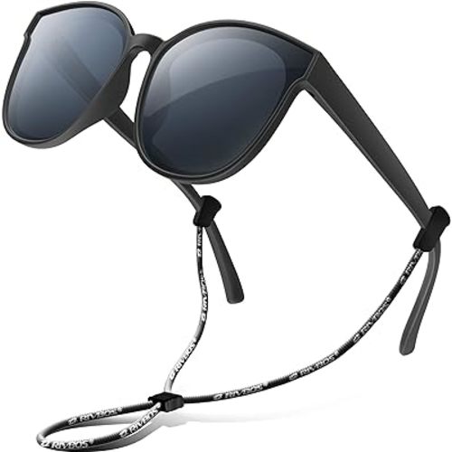 RIVBOS Kids Sunglasses for Girls Boys with Strap Polarized UV Protection Flexible Rubber Shades RBK002