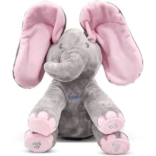 Dimple Peek A Boo Elephant Toy, Interactive Singing Stuffed Elephant Plush with Moving Ears, Musical Stuffed Animal for Babies and Toddlers, Adorable Elephant Baby Toy