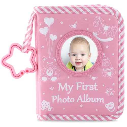 Baby's My First Family Album Soft Photo Cloth Book Pink Girl My First Book of Photos Pink Baby Memory Album Gift Holds 4x6 Pictures for Babies Newborn Toddler & Kids Baby Shower