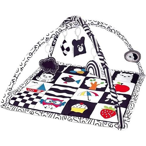 Baby Gym Play Mat, Tummy Time Mat & Activity Gym for Infant, Baby Gyms & Playmats for Babies 0 to 3 6 9 12 Months with 5 Toys for Early Sensory Exploration and Motor Skill Development