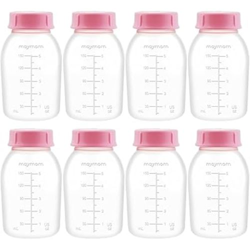 Maymom Breast Pump Bottle Compatible with Medela Pump in Style MaxFlow, Freestyle, Swing Maxi Pump, Maymom Breastshields; Compatible with Ameda MYA Joy, Finesse and Purely Yours Pumps; 8pc/pk