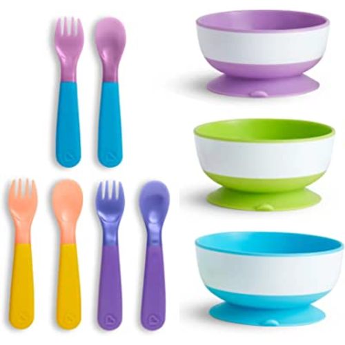 Munchkin® 3pk Stay Put™ Suction Bowls and 6pk Color Changing Forks and Spoons