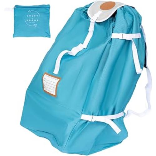Car Seat Travel Bag for Airplane | Foldable 600D Oxford Fabric Car Seat Carrier| Heavy Duty Car Seat Bags for Air Travel | Car Seat Bag | Car Seat Cover and Bag for Air Travel | Blue