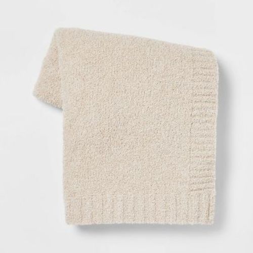 Cozy Knit Throw Blanket Charcoal - Threshold™: Sensory Friendly, Machine Washable, 50x60" Polyester & Nylon