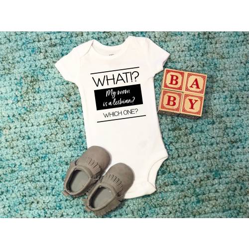 Lesbian Bodysuit, Lesbian Moms, What my mom is a lesbian which one, Two Moms, Two Mommies, LGBT Baby Outfit, Pride, Baby shower gift, Funny