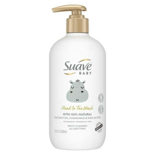 Suave Baby Head to Toe Body Wash with Coconut Oil, Chamomile & Shea Butter, 100% Natural, Tear Free, 13.5 oz