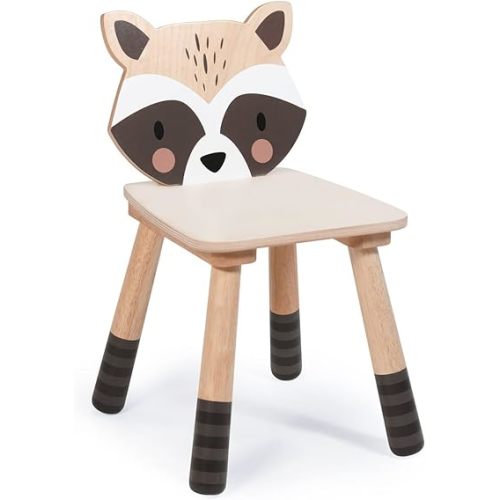 Tender Leaf Toys - Forest Raccoon Chair - Wooden Playroom Furniture for Kids - Cute and Sturdy Animal Themed Chair - Age 3+