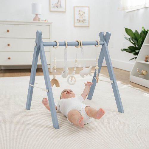 Wooden Baby Play Gym Set, Interactive Activity Center Hanging Bar with Gym Toys By Comfy Cubs