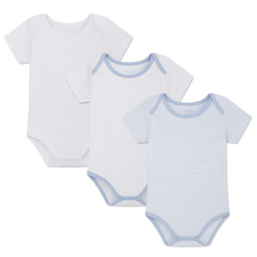 LAKE | French Blue Baby Pima Cotton Bodysuit Bundle, Size: 3-6M