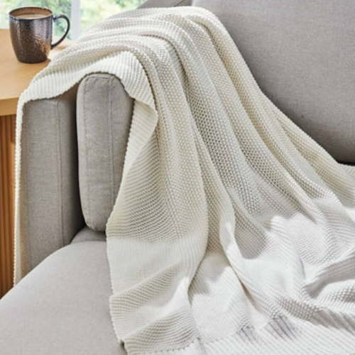 Better Homes and Gardens, Chunky Knit Papyrus Throw, Cotton-Blend, 50"x60", 2.3 lb, All Ages