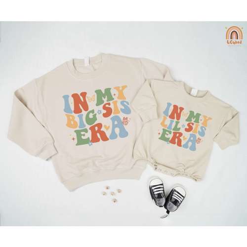 In My Big Sister Era Sweatshirt, In My Lil Sis Era Toddler Sweatshirt, Cute Little Sister Kids Pullover, Matching Sibling Outfits
