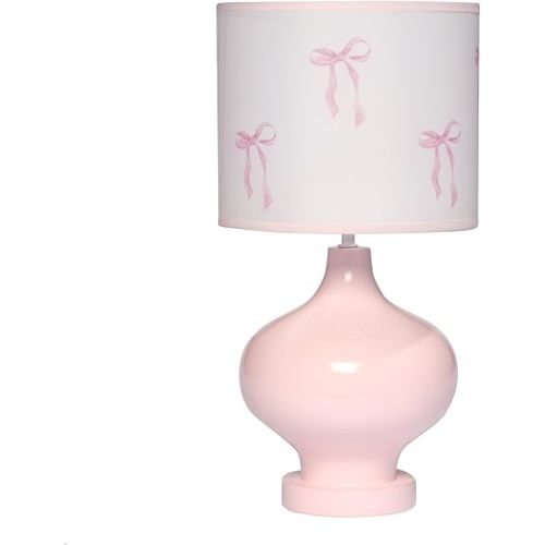 Lambs & Ivy Coquette Floral Aesthetic Pink Bows Lamp with Shade