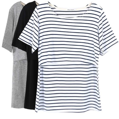 Smallshow Women's Maternity Nursing Tops Short Sleeve Breastfeeding Clothes