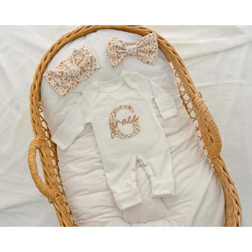 Baby Girl Coming Home Outfit Embroidered, Baby Girl Gift, Newborn Baby Girl Outfit Personalized, Baby Girl Hospital Set Monogrammed