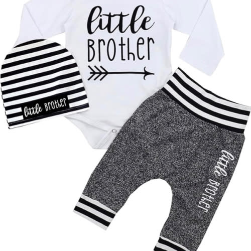 Fommy Newborn Baby Boy Clothes New to The Crew Letter Print Romper+ Pants+Hat 3PCS Outfit
