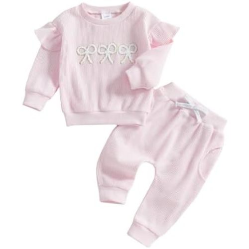 Baby Girl Clothes Newborn Infant Fall Winter Outfits Love Embroidery Long Sleeve Crewneck Sweatshirts Pants 0-24M