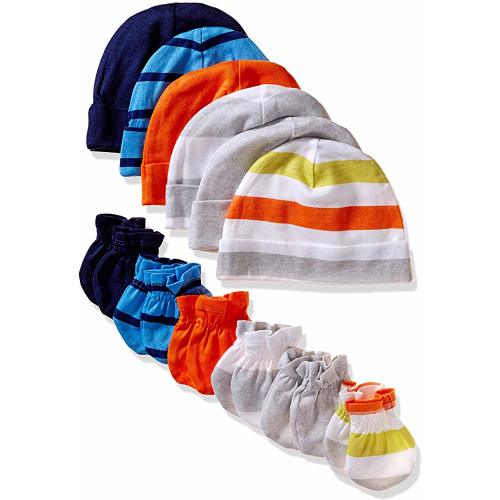 Baby Boys' 12-Piece Cap and Mitten Set