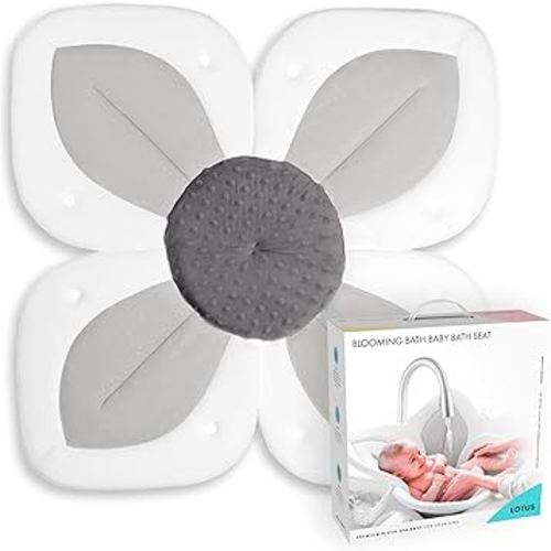 Blooming Bath Baby Bath Seat - Baby Tubs for Newborn Infants to Toddler 0 to 6 Months and Up - Baby Essentials Must Haves - The Original Washer-Safe Flower Seat (Lotus, Gray/Dark Gray)