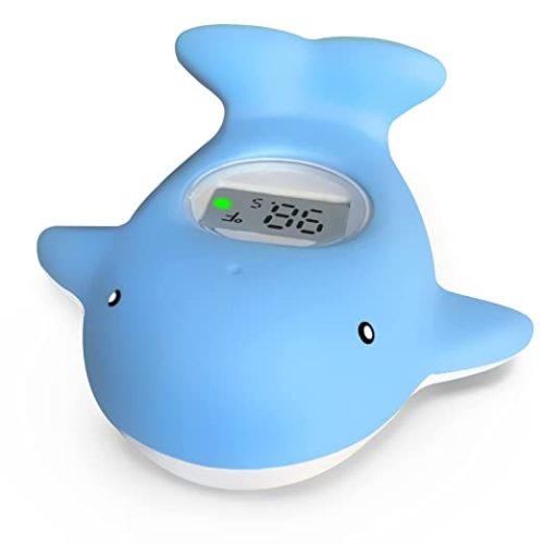 Baby Bath Tub Thermometer - Bathtub Water Thermometer with Room Temperature - Safety Floating Whale Bathtub Toy - New Upgraded Mute Flashing Alert, Gift for Mom Newborn Infant