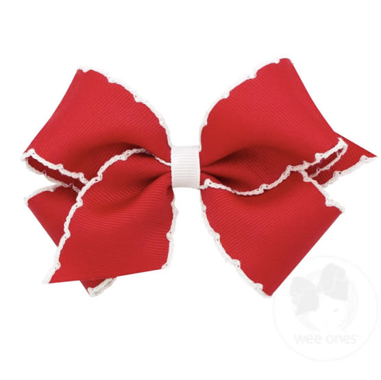 Small Moonstitch Grosgrain Hair Bow with Contrasting Wrap