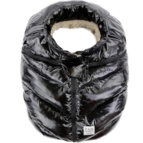 7AM Infant Car Seat Cover - Winter Puffy Cover with Center Zipper for Baby Boys & Girls, Lightweight, Windproof & Water-Repllent Outer Shell, Universal Fit for Infant Car Seat | (0-12M)
