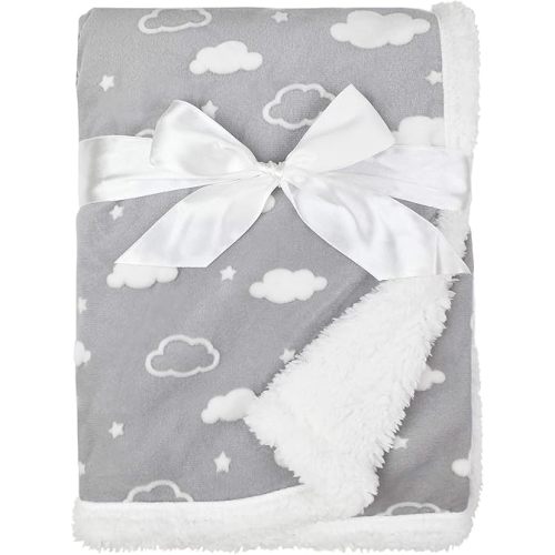 American Baby Company Heavenly Soft Chenille Sherpa Receiving Blanket, 3D Gray, 30" x 35", Warm and Cozy for Boys and Girls, Ideal for Baby Carrier, Stroller, and Travel