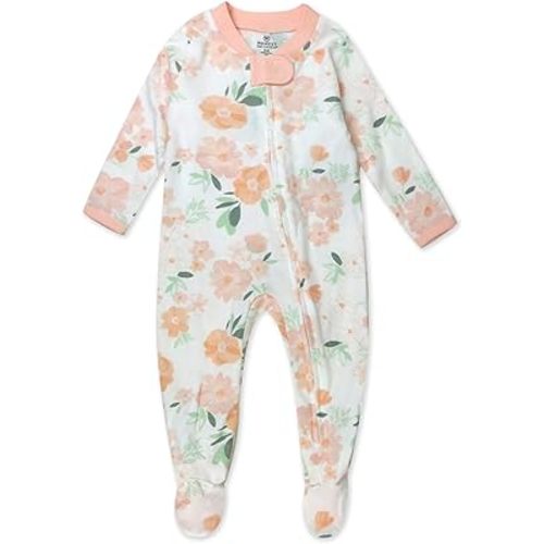 HonestBaby Sleep & Play Footed One-Piece Pajama Sleeper 100% Organic Cotton, Baby Girls